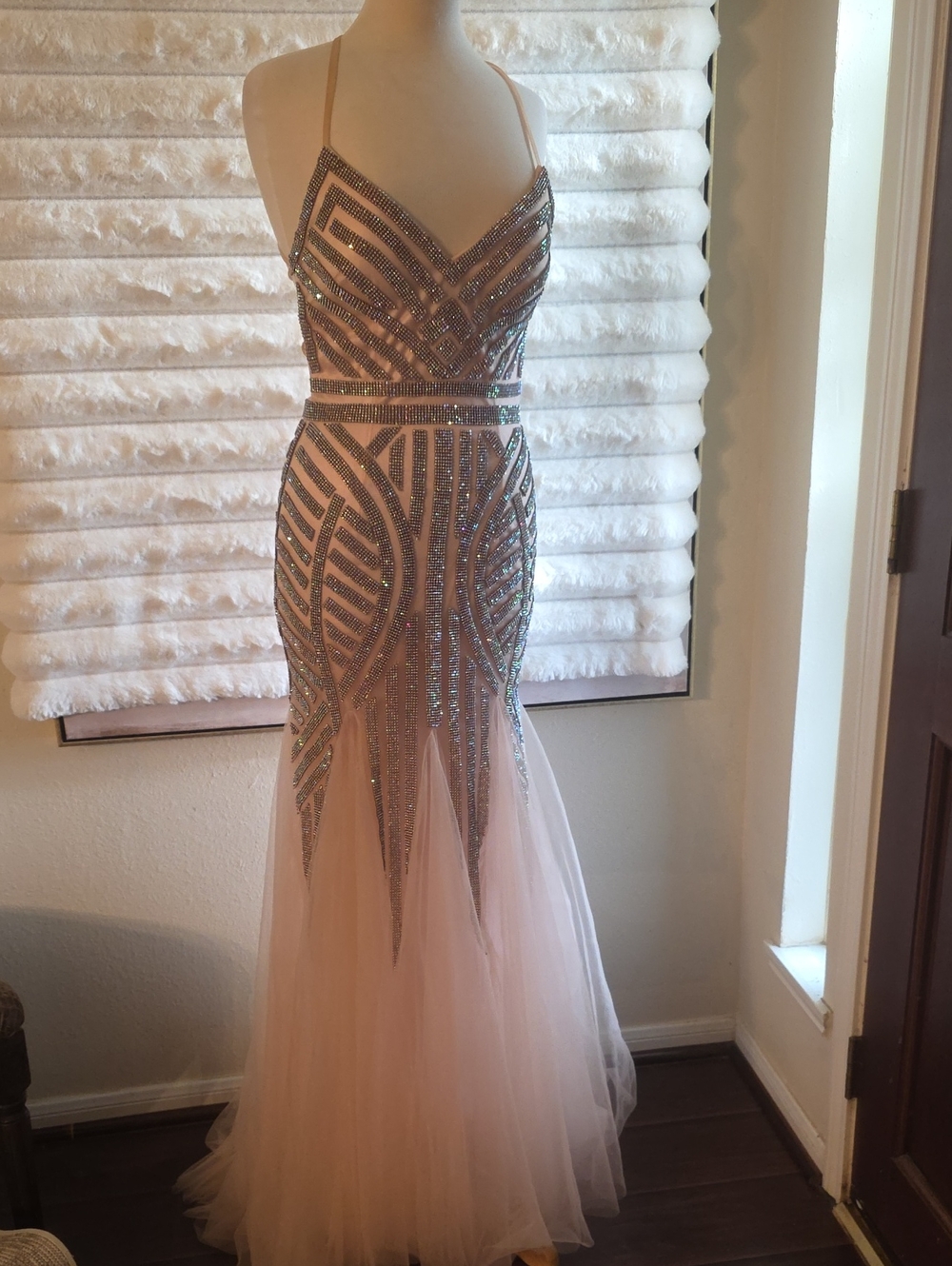 Alyce Paris Blush Pink Beaded Mermaid Prom Dress
